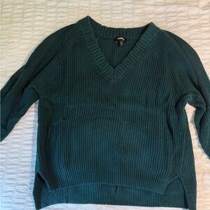 EXPRESS - V-neck Tunic Sweater - Dark Green - size M